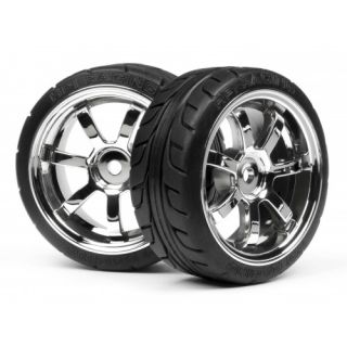 4738-HPI Mounted T-Grip Tire 26mm Rays 57S-Pro Wheel Chrome