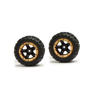 BlackZon Slyder MT Wheels/Tires Assembled (Black/Gold)