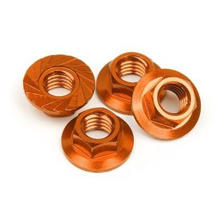 87267-HPI Serrated Flange Nut M4 (Orange/4Pcs)