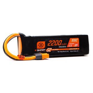 Spektrum 11.1V 2200mAh 3S 100C Smart G2 LiPo Battery: IC3