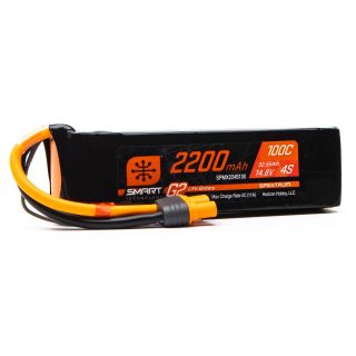 Spektrum 14.8V 2200mAh 4S 100C Smart G2 LiPo Battery: IC3