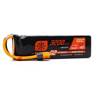 Spektrum 14.8V 3200mAh 4S 100C Smart G2 LiPo Battery: IC3