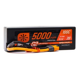 Spektrum 11.1V 5000mAh 3S 100C Smart G2 Hardcase LiPo Battery: IC3