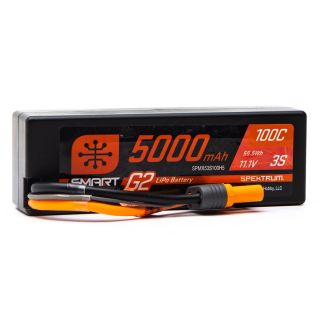 Spektrum 11.1V 5000mAh 3S 100C Smart G2 Hardcase LiPo Battery: IC5