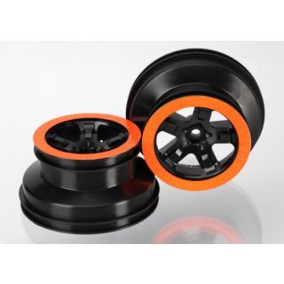 TRX5870X-TRAXXAS Wheels, SCT black, orange beadlock style, dual profile (2.2"