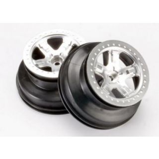 TRX5874-TRAXXAS Wheels, SCT satin chrome, beadlock style, dual profile (2.2"