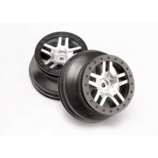 TRX6872-TRAXXAS Wheels,SCT SplitSpoke,sat.chrome/blk b'lock(4WD FR/R,2WD Rr)