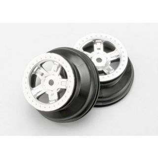 TRX7072-TRAXXAS Wheels, SCT satin chrome, beadlock style, dual profile (1.8"