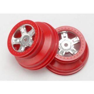 TRX7072A-TRAXXAS Wheels, SCT satin chrome, red b'lock style, dual profile (2)