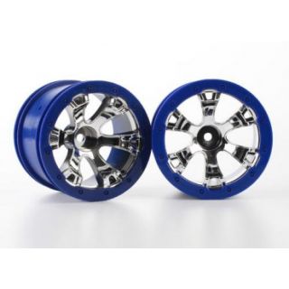 TRX7273-TRAXXAS Wheels, Geode 2.2" (chrome,Blue beadlock) (12mm hex) (2)
