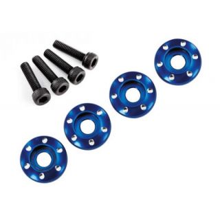 TRX7668-TRAXXAS Wheel nut washer, machined aluminium, blue / 3x12mm CS (4)