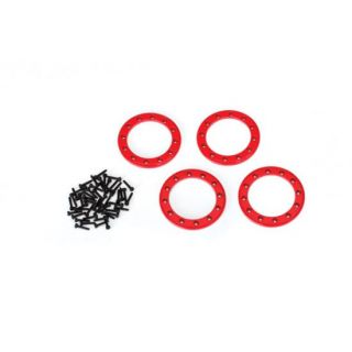 TRX8169R-TRAXXAS Beadlock rings, red (1.9') (aluminum) (4)/ 2x10 CS (48)