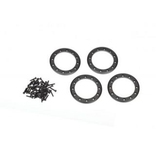 TRX8169T-TRAXXAS Beadlock rings, black (1.9') (aluminum) (4)/ 2x10 CS (48)