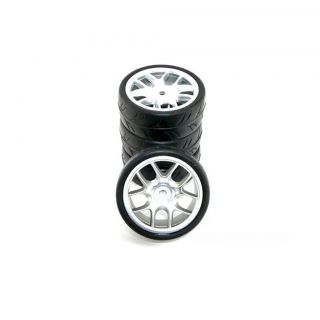 RI-26073-Ride 1/10 Belted Tyres Preglued Silver Wheel 